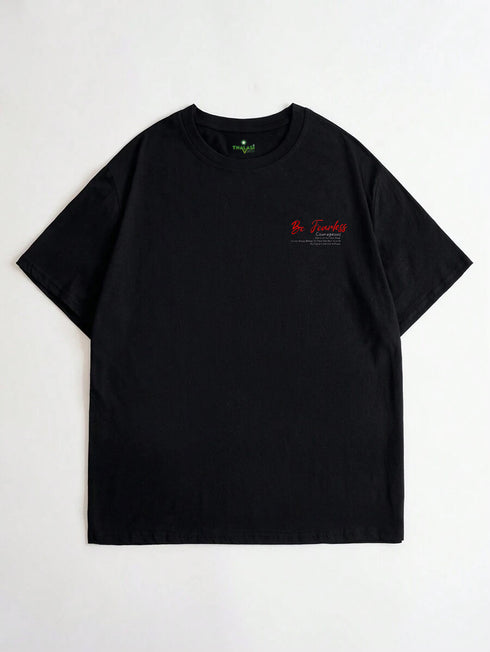 Tiger Back Printed Black Oversized T shirts for Men