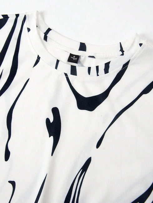 THALASI Men Cotton Zebra All Over Printed Aesthetic Oversized Tshirt for Men