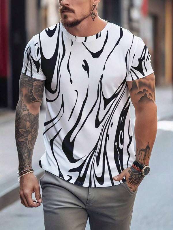 THALASI Men Cotton Zebra All Over Printed Aesthetic Oversized Tshirt for Men