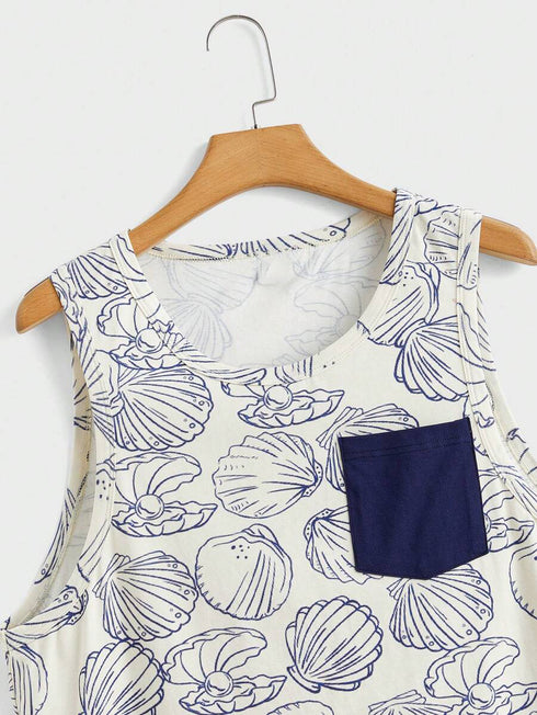 Thalasi Men's Printed 100% Cotton Regular Fit Vest for Mens