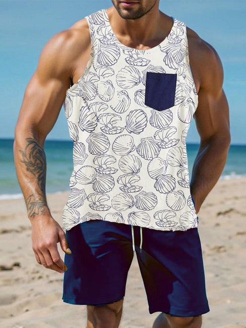 Thalasi Men's Printed 100% Cotton Regular Fit Vest for Mens