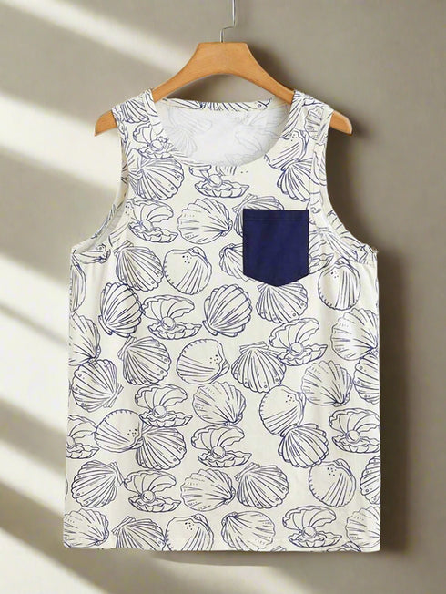 Thalasi Men's Printed 100% Cotton Regular Fit Vest for Mens