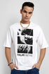 Men White Anime Oversized Baggy Fit T-Shirt