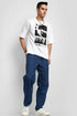 Men White Anime Oversized Baggy Fit T-Shirt