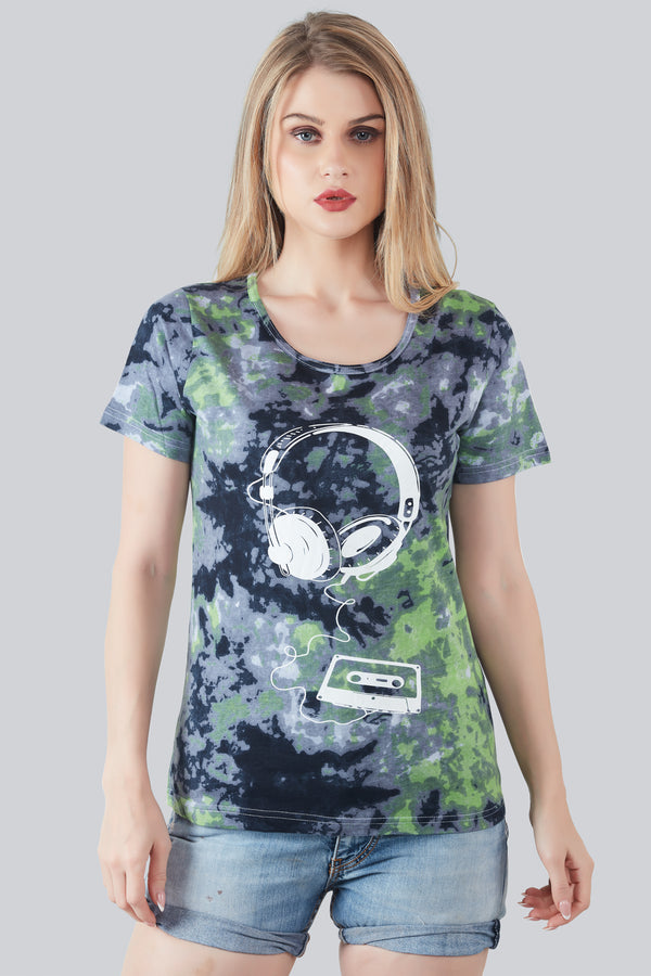 Women Printed Cotton Tie Dye T-shirt - Multicolored T-shirt