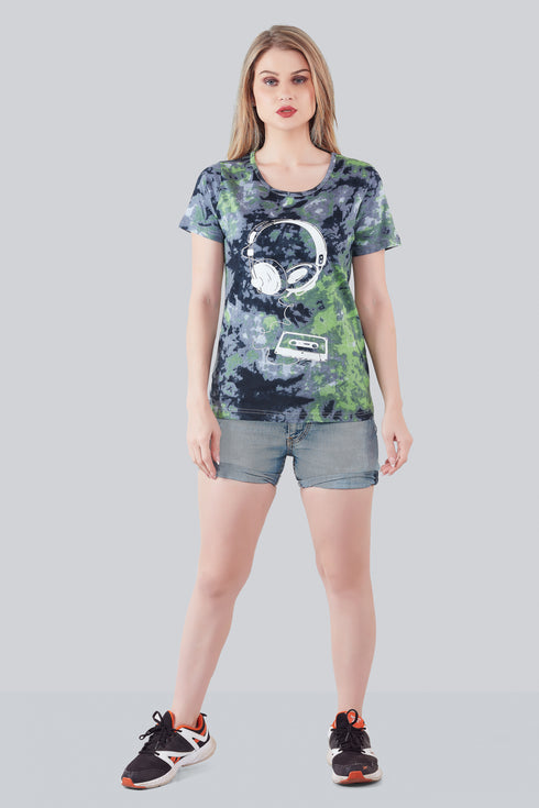 Women Printed Cotton Tie Dye T-shirt - Multicolored T-shirt