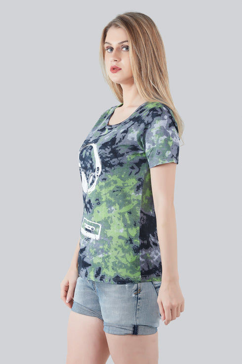 Women Printed Cotton Tie Dye T-shirt - Multicolored T-shirt