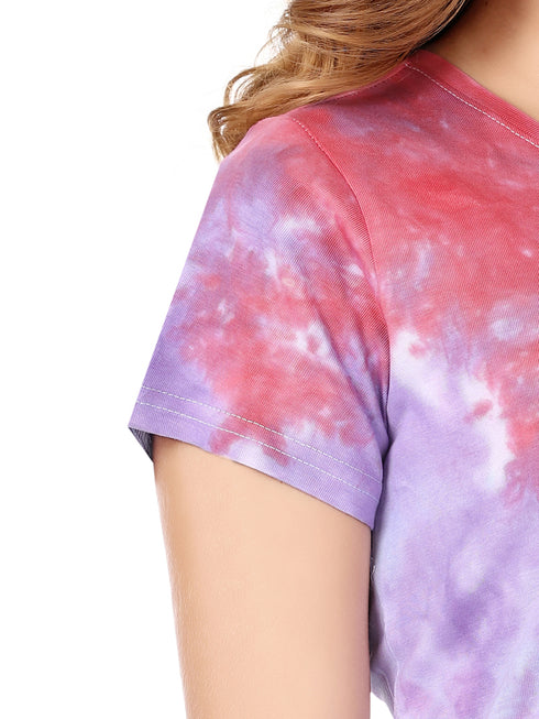 Women Cotton Tie Dye T-shirt For Women - Pink T-shirt