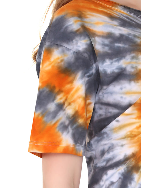 Women Printed Cotton Tie Dye T-shirt - Multicolored T-shirt