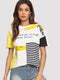 Womens Oversized Printed Yellow Cotton T-shirts