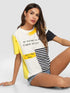 Womens Oversized Printed Yellow Cotton T-shirts