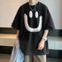 Smile Printed Black Oversized T-shirts for Men