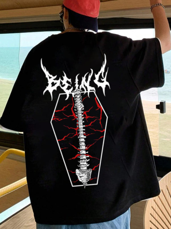 Thalasi Pure 100% Cotton Back Anime Printed Oversized Tshirt for Men