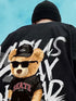 TEDDY BACK PRINT BLACK OVERSIZED MENS T SHIRT