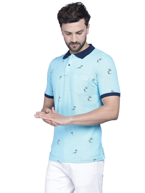 Mens Half Sleeve Printed Polo T shirt with Collar