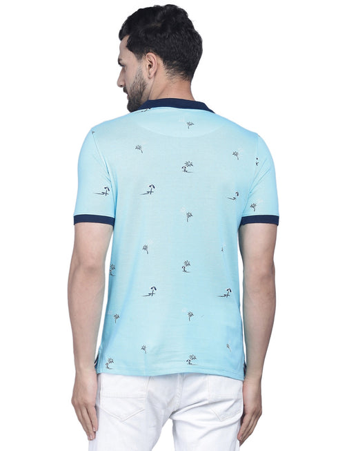 Mens Half Sleeve Printed Polo T shirt with Collar