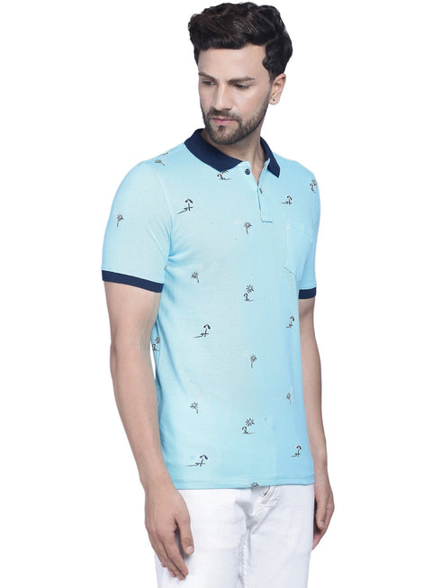 Mens Half Sleeve Printed Polo T shirt with Collar