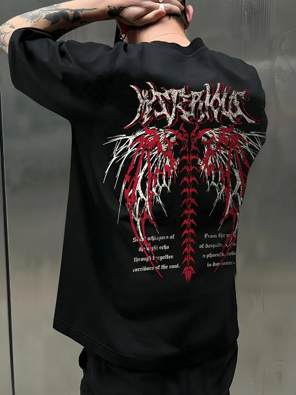 THALASI Men Cotton Wings Printed Aesthetic Oversized Tshirt for Men