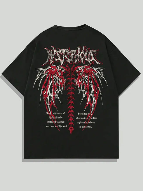 THALASI Men Cotton Wings Printed Aesthetic Oversized Tshirt for Men