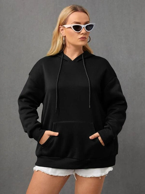 Women Love Back Printed Black Hoodies