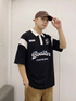 THALASI Men's Varsity 'Boaster' Polo Graphic T-Shirt | Black Streetwear