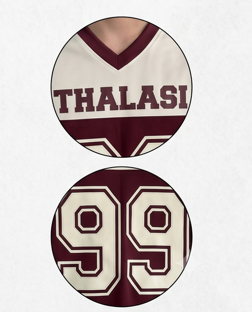 THALASI Men's Oversized V-Neck Graphic T-Shirt | Black & White Streetwear