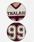 THALASI Men's Oversized V-Neck Graphic T-Shirt | Black & White Streetwear