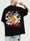 Tiger Back Printed Black Oversized T shirts for Men