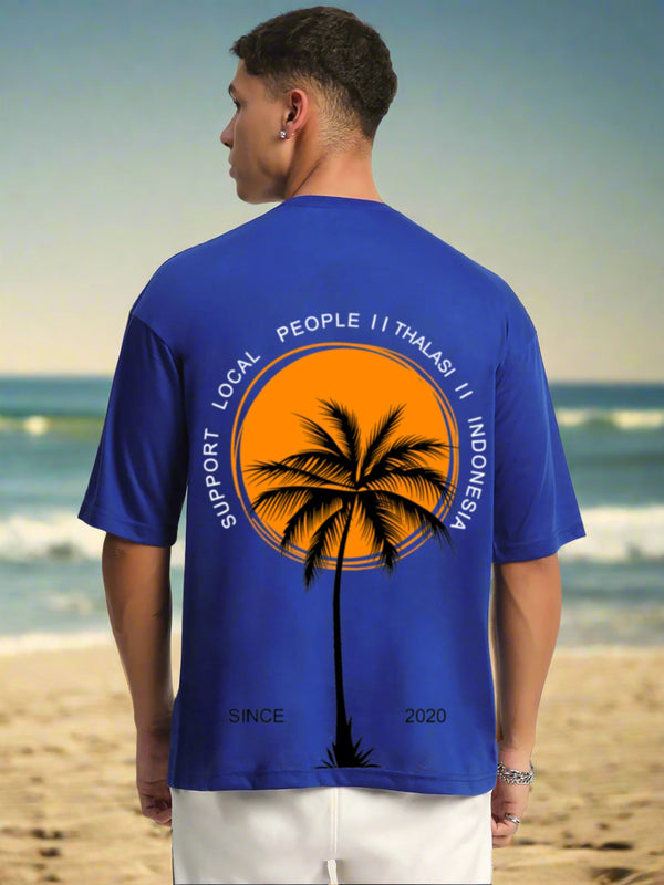 Thalasi Summer Cotton Beach Back Printed Oversized Tshirt for Men