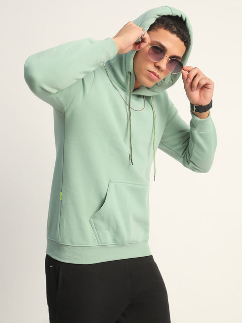 Green Solid Plain Hoodie for Men – Embrace Comfort and Style