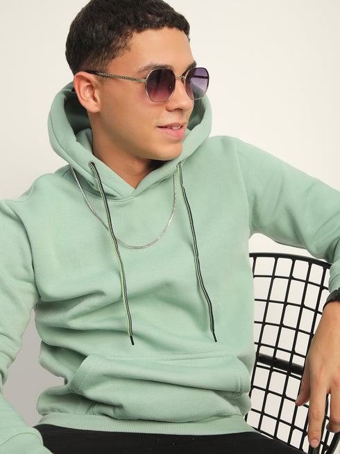 Green Solid Plain Hoodie for Men – Embrace Comfort and Style