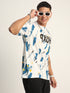 Abstract Print : Oversized Baggy All Over Printed White, Blue Tshirts for Men & Boys