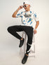 Abstract Print : Oversized Baggy All Over Printed White, Blue Tshirts for Men & Boys