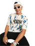 Abstract Print : Oversized Baggy All Over Printed White, Blue Tshirts for Men & Boys