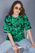 Comic All Over Printed Green Anime Oversized T shirts for Women