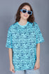 Korean Print : Light Blue Oversized Tshirts for Womens