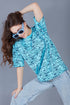 Korean Print : Light Blue Oversized Tshirts for Womens