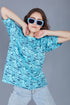 Korean Print : Light Blue Oversized Tshirts for Womens