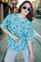 Korean Print : Light Blue Oversized Tshirts for Womens