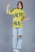 Yellow All Over Printed Hood Oversized Fit T Shirt for Women