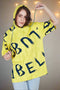 Yellow All Over Printed Hood Oversized Fit T Shirt for Women