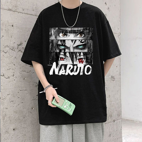 Oversized Naruto Tee: Black, Loose Fit, Anime Graphic