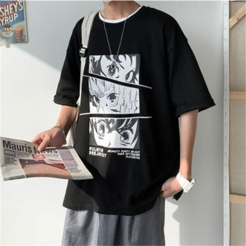 Black Anime Oversized T-shirt for Men