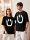 Oversized Black Anime Printed Couple T shirts