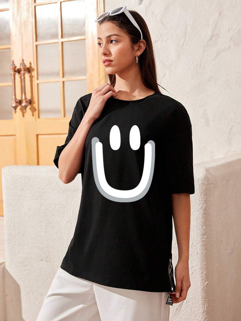 Oversized Black Anime Printed Couple T shirts