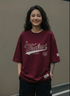 Oversized TK THALASI Maroon Drop Shoulder Stylish T shirts For Women Girls