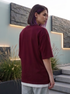 Oversized Gotihc Maroon Drop Shoulder Stylish T shirts For Women Girls