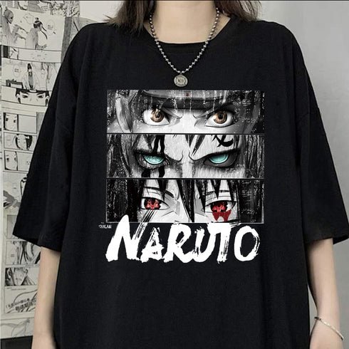 Oversized Naruto Tee: Black, Loose Fit, Anime Graphic