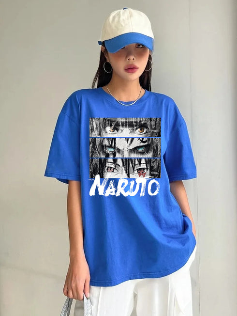 Oversized Naruto Tee: Black, Loose Fit, Anime Graphic