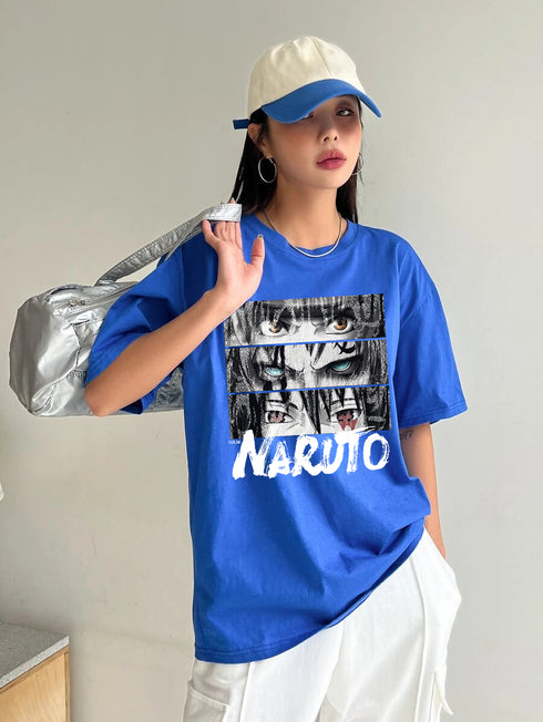 Oversized Naruto Tee: Black, Loose Fit, Anime Graphic